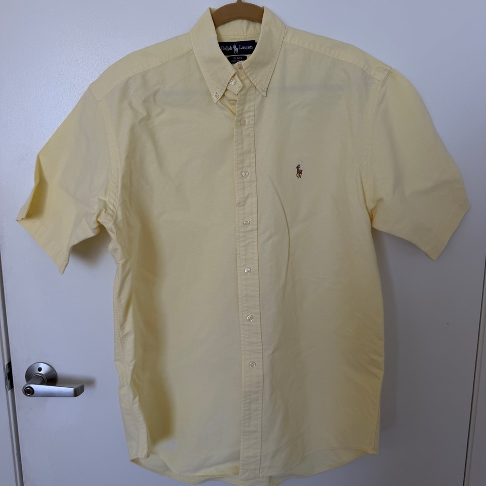 Polo Ralph Lauren Button Front Shirt Sz M Yellow Blake Men’s Preppy Summer